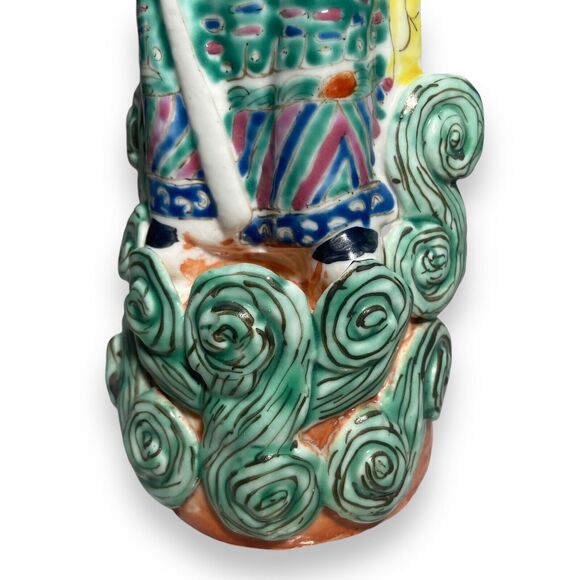 Antique Chinese Famille Verte Rose Enamel Porcelain Standing Immortal Figure - Picture 10 of 13